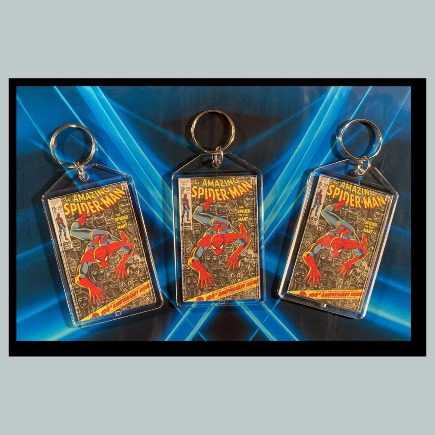 0445B Spider Man Classic Comics 3 Pack Bundle -3 Diff Custom Novelty Keychains