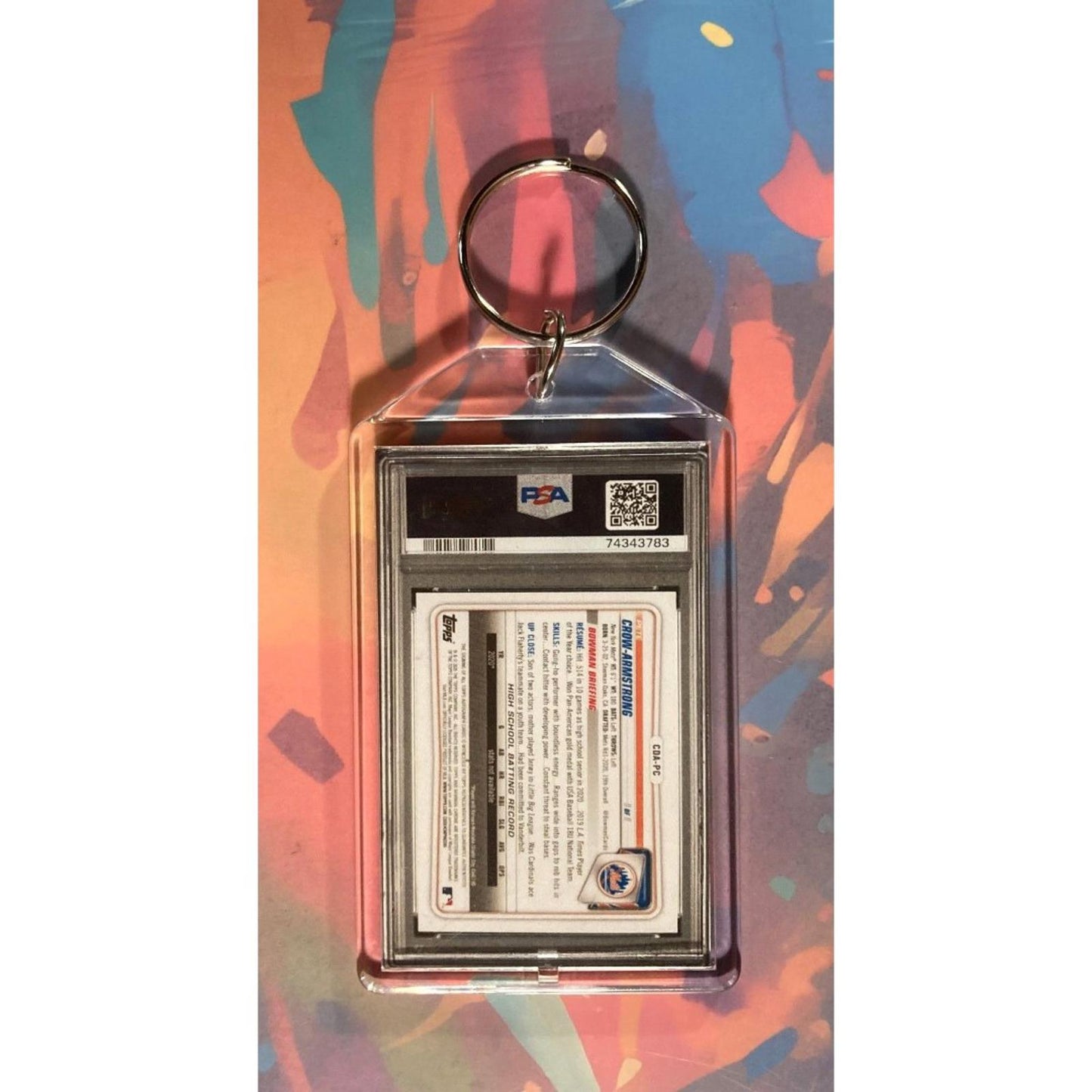 0073 Pete Crow-Armstrong 2020 Bowman Chrome Draft Blue Auto Custom Keychain