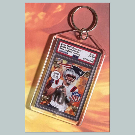 3761 Drake Maye 2026 Mockup Orange Custom Hand Made Keychain FBL