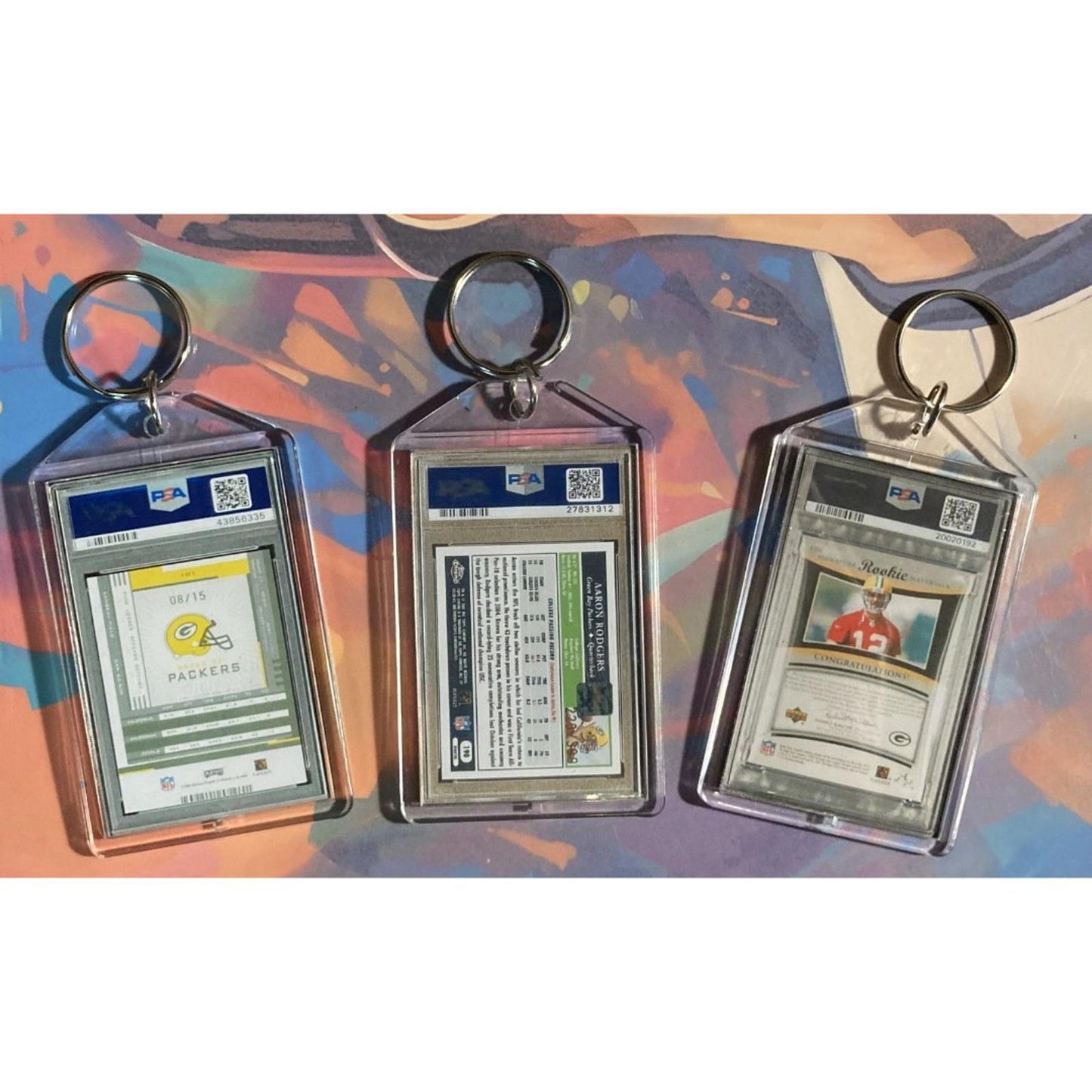 0301B Aaron Rodgers 3 Pack Bundle - 3 Different Custom Novelty Keychains -Gift