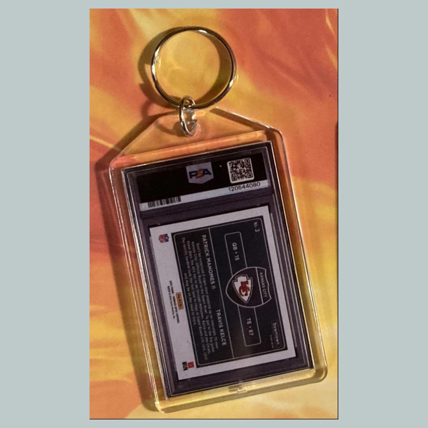 0651 Patrick Mahomes/Kelce 2024 Donruss Optic Downtown Duos Custom Keychain