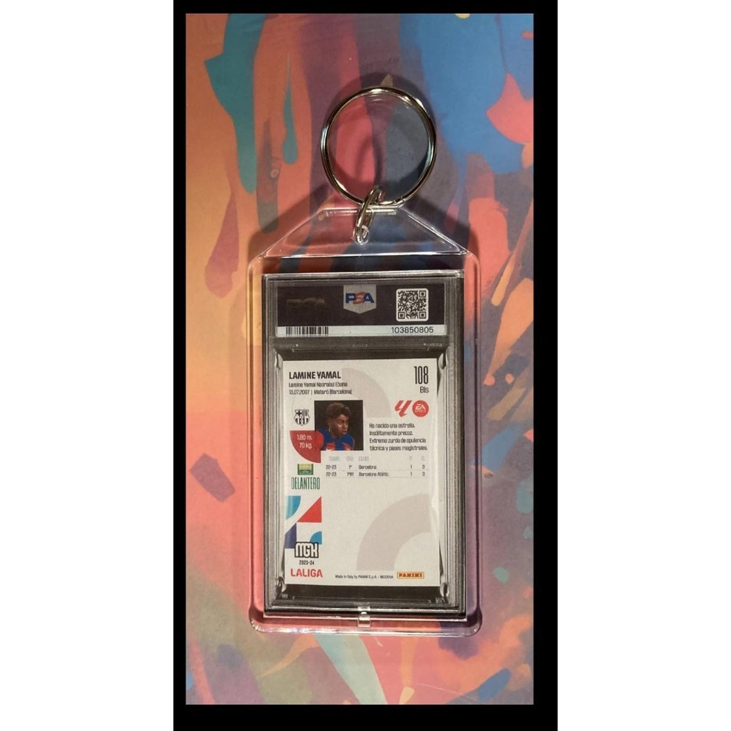 0060 Lamine Yamal 2023 Panini Megacracks Liga Custom Novelty Keychain Great Gift