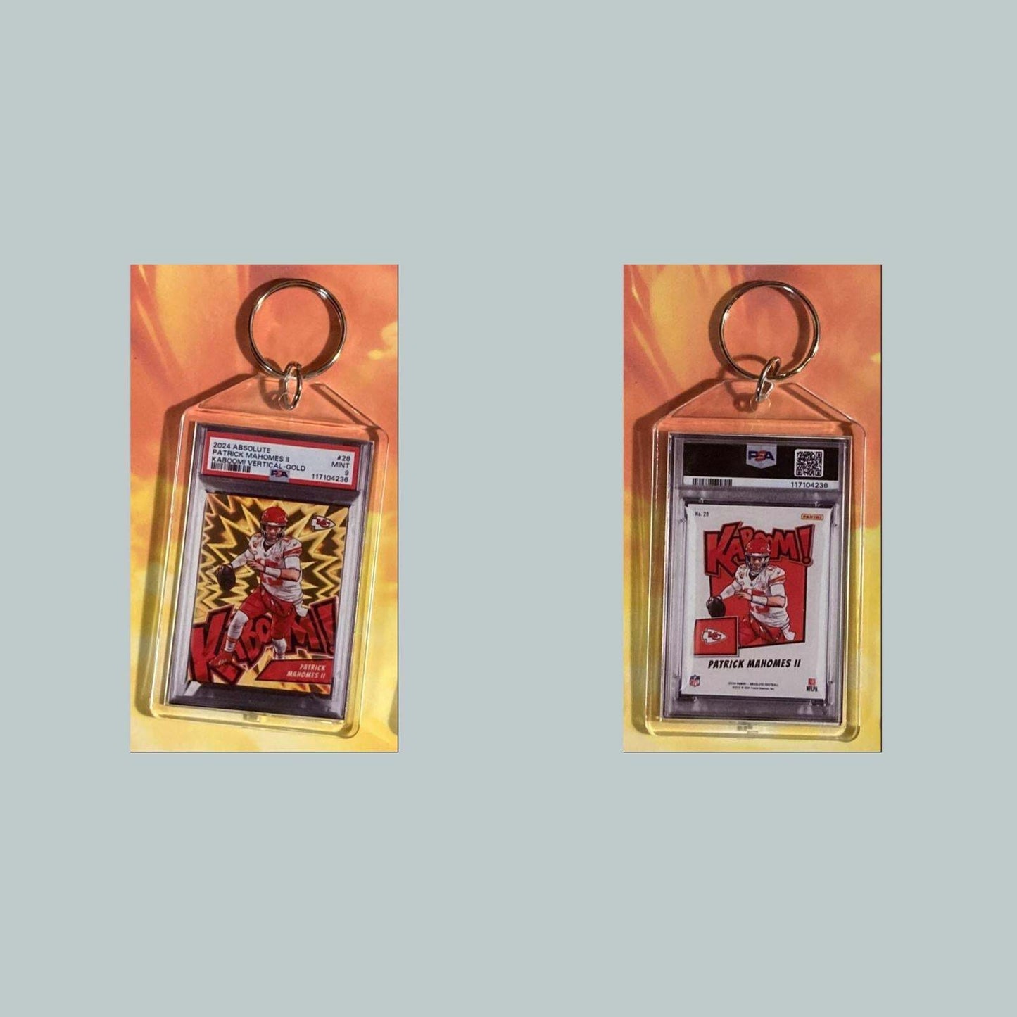 3617 Patrick Mahomes 2024 Panini Absolute Gold Kaboom Custom Keychain FBL