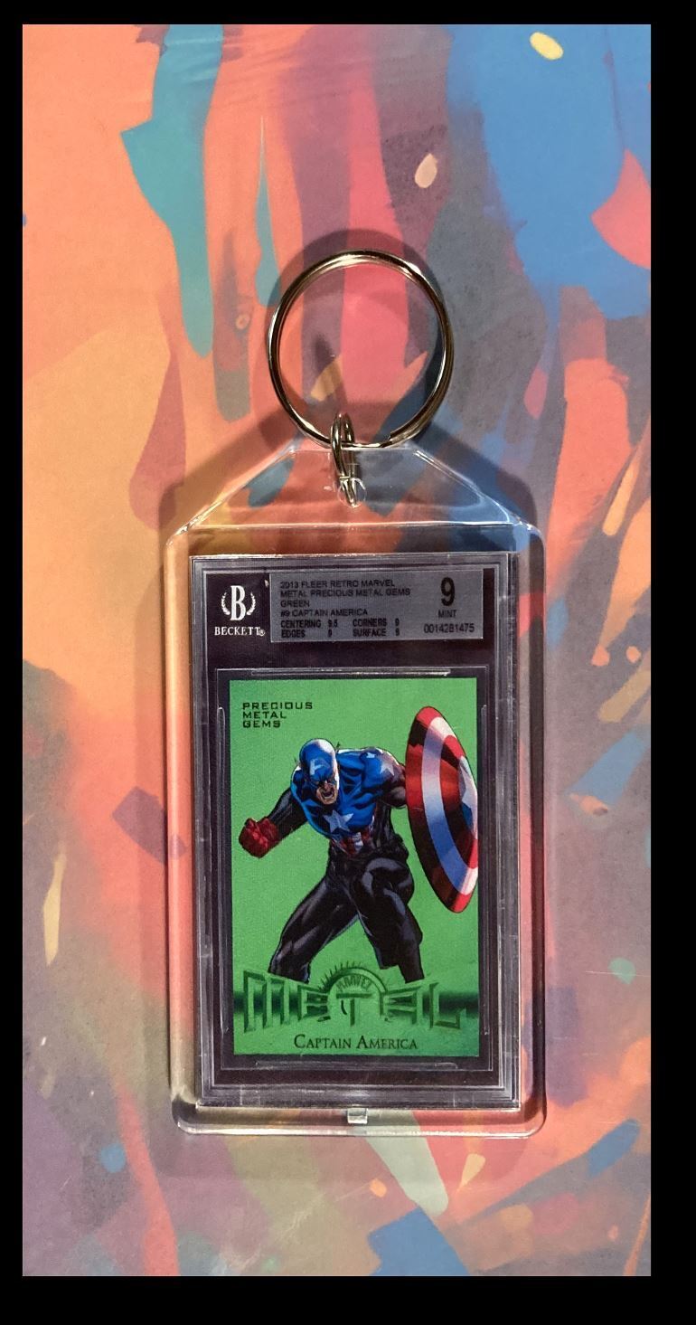 3182 Captain America 2013 Fleer Marvel Retro Precious Metal Ge Green Keychain KYC MSC