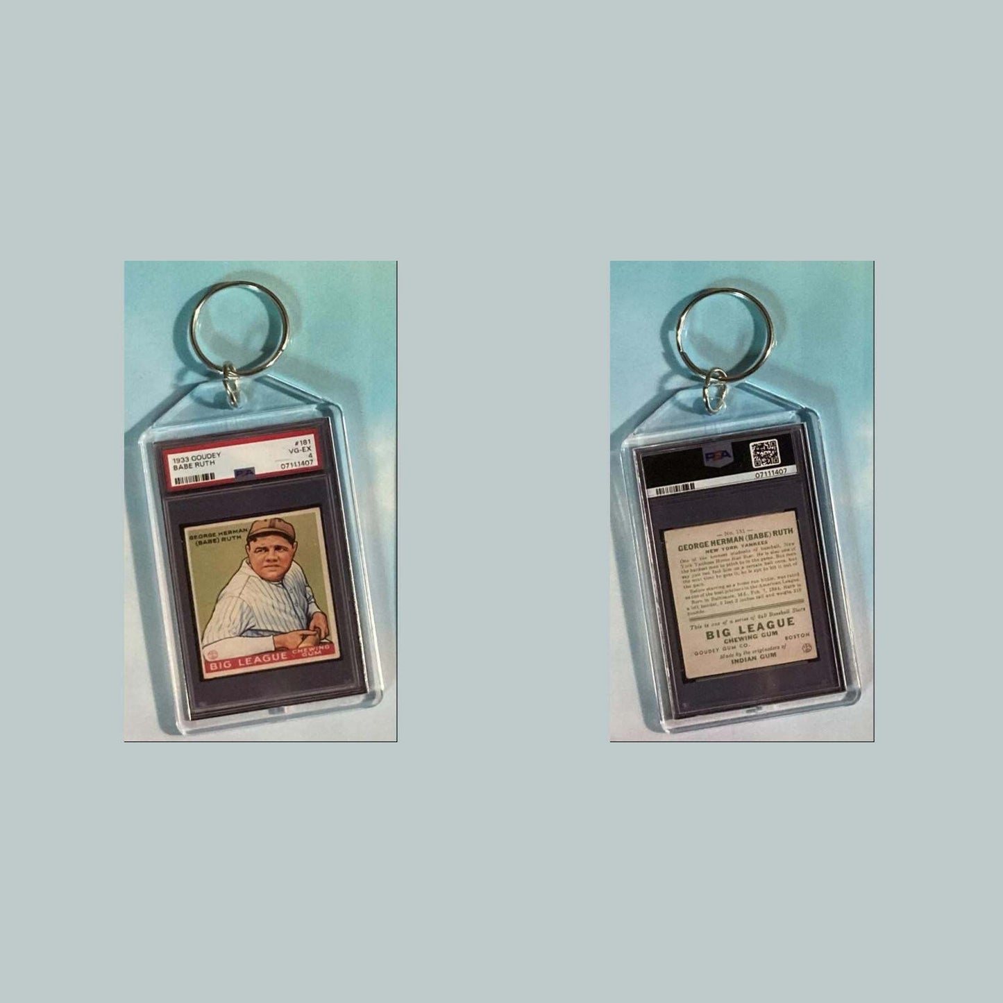 3648 Babe Ruth 1933 Goudey Custom Hand Made Keychain BBL KYC