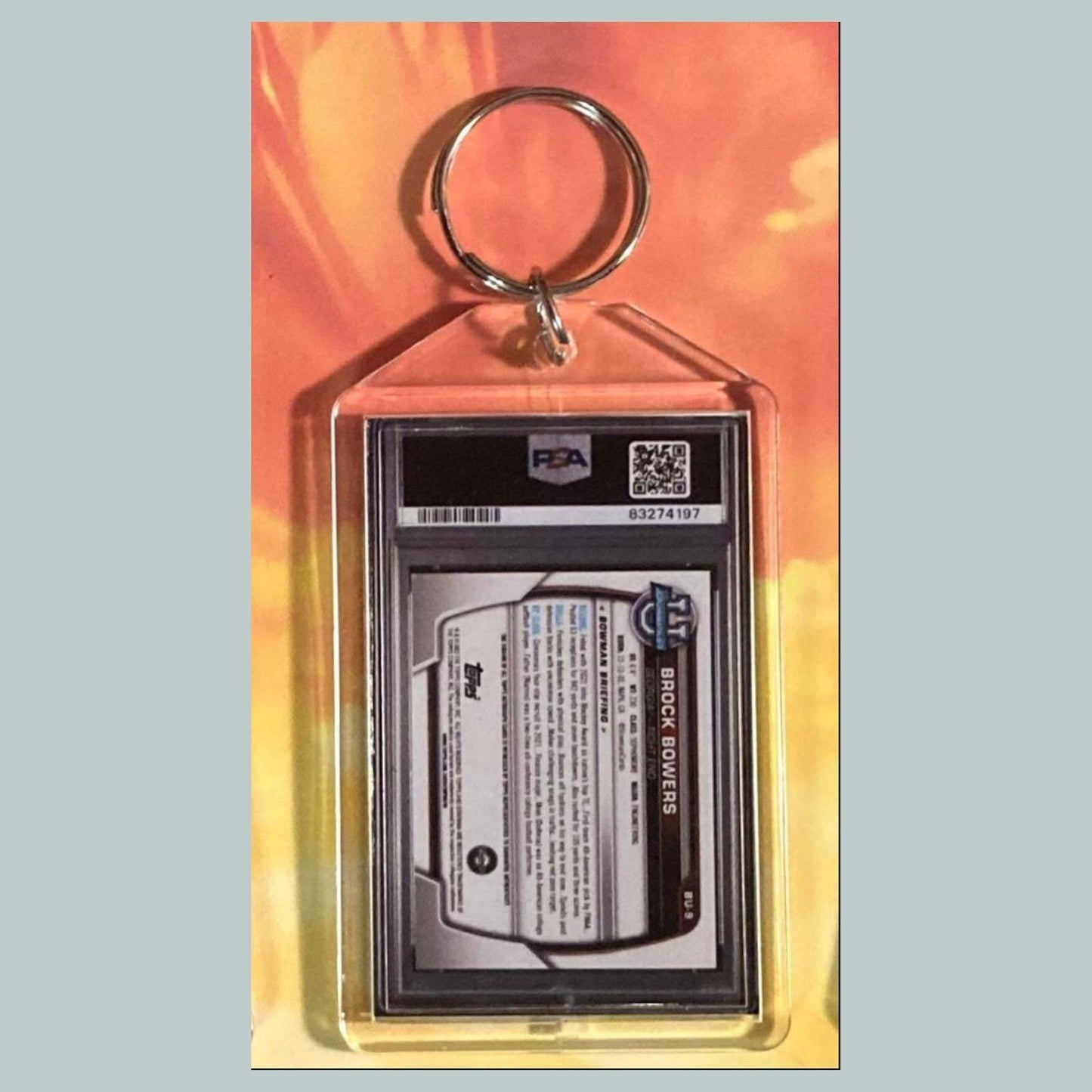 3696 Brock Bowers 2023 Bowman Chrome U Auto Custom Hand Made Keychain FBL