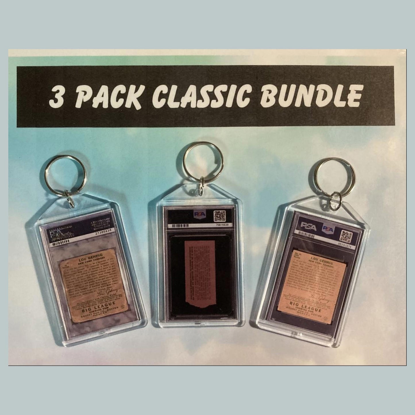 0670B Lou Gehrig-Jackie Robinson-Gehrig 3 Pack Bundle Custom Hand Made Keychains