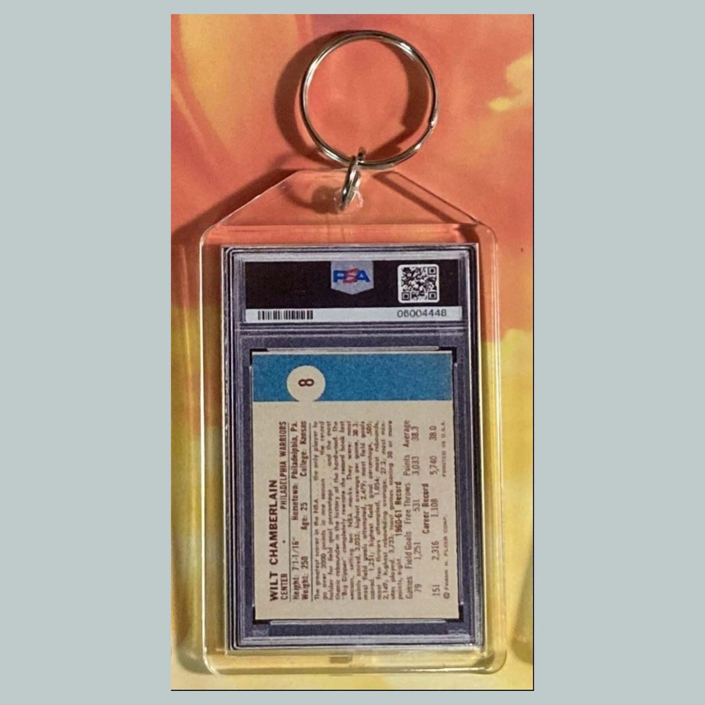 3653 Wilt Chamberlain1961 Fleer Custom Hand Made Keychain BKL KYC