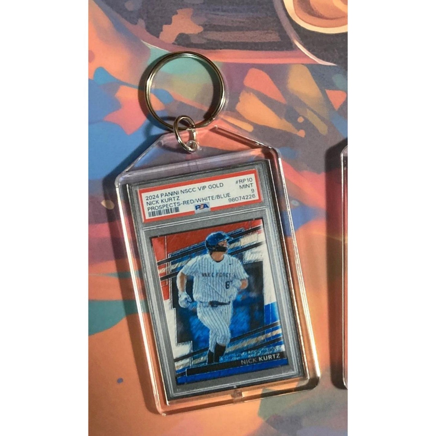 0255 Nick Kurtz 2024 Panini VIP Gold RWB Custom Hand Made Novelty Keychain -Gift