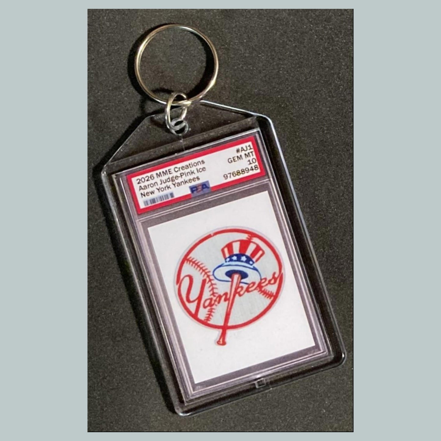 0838 egduJ noraA Pink Ice Mockup Custom Hand Made Keychain
