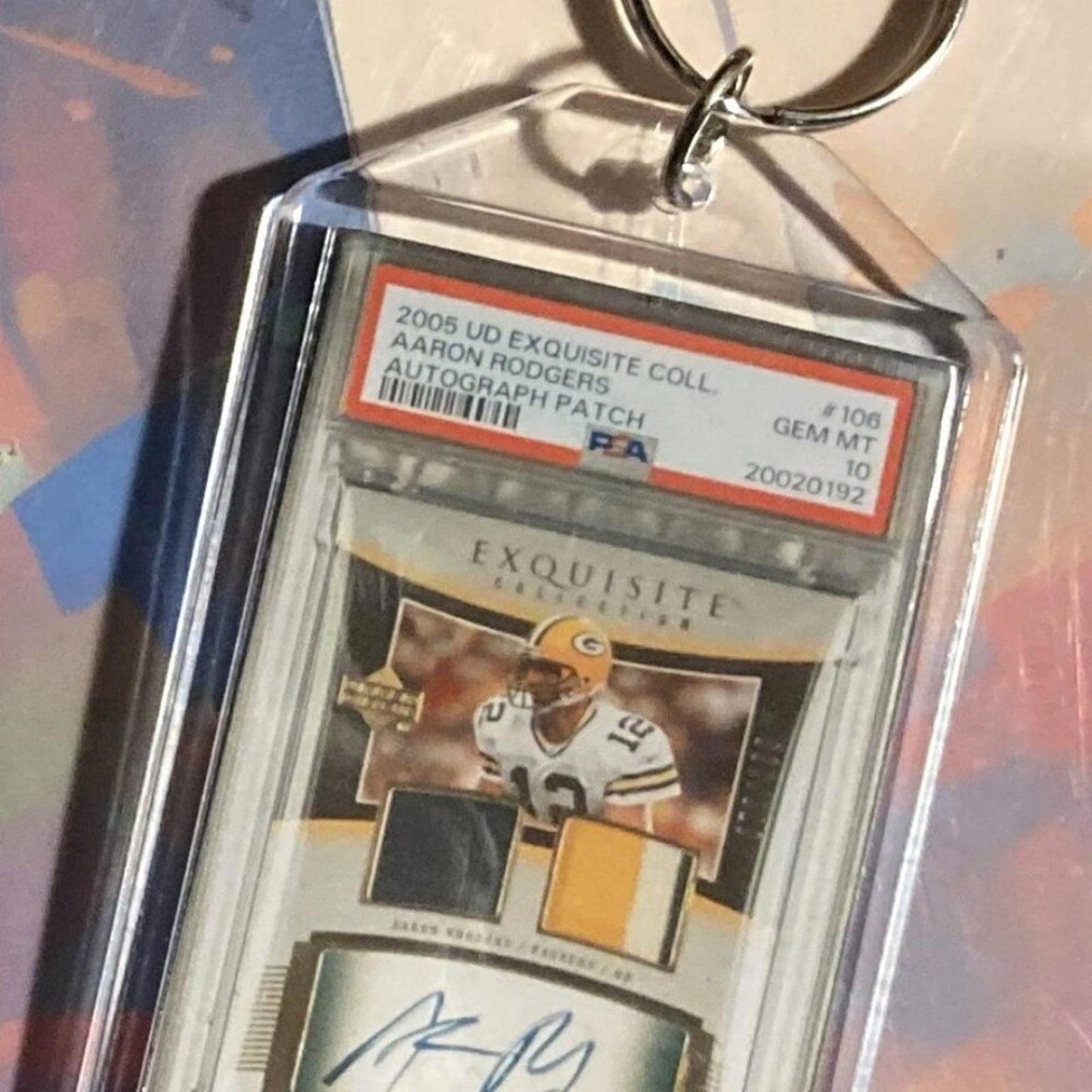 0282	Aaron Rodgers 2005 UD Exquisite Collection Patch Auto Custom Made Keychain