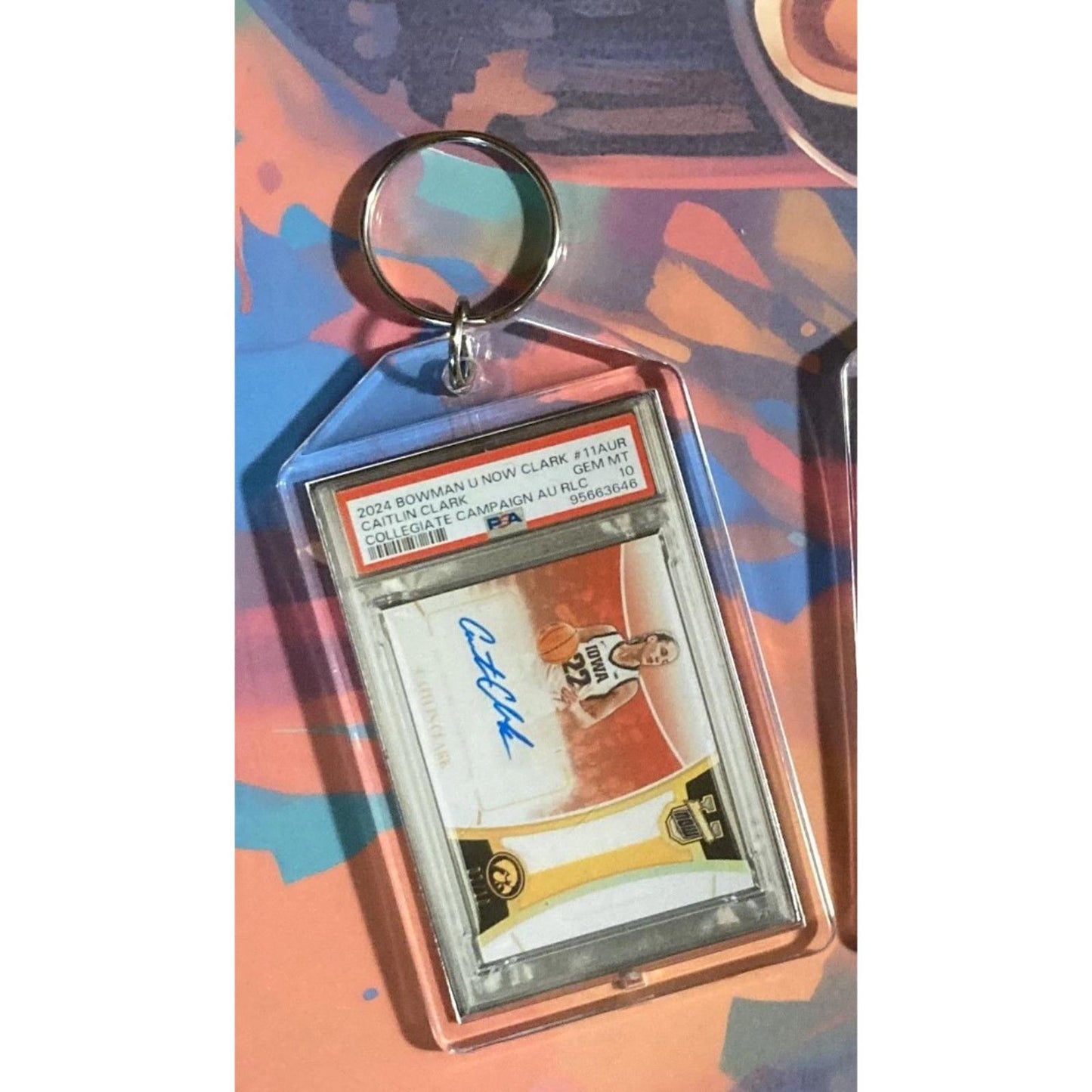 0017 Caitlin Clark 2024 Bowman U Collegiate Campaign Auto Keychain