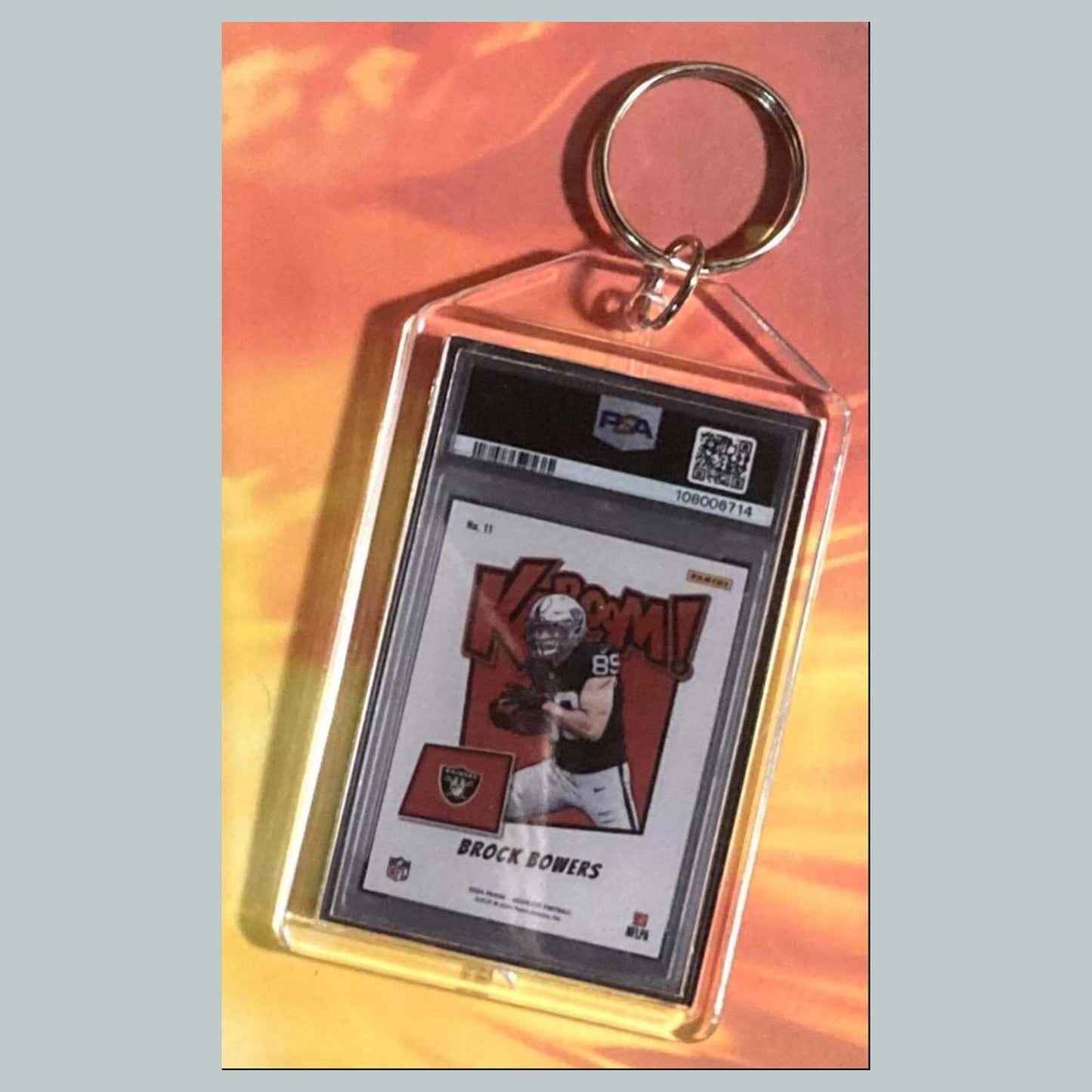 3694 Brock Bowers 2024 Panini Absolute Kaboom Custom Hand Made Keychain FBL