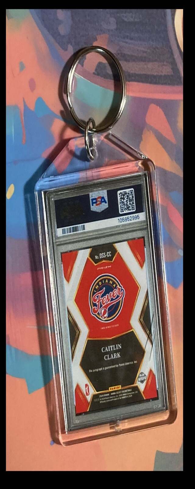 3218 Caitlin Clark 2024 Panini Select Draft Selections Ice Auto Keychain BKL KYC