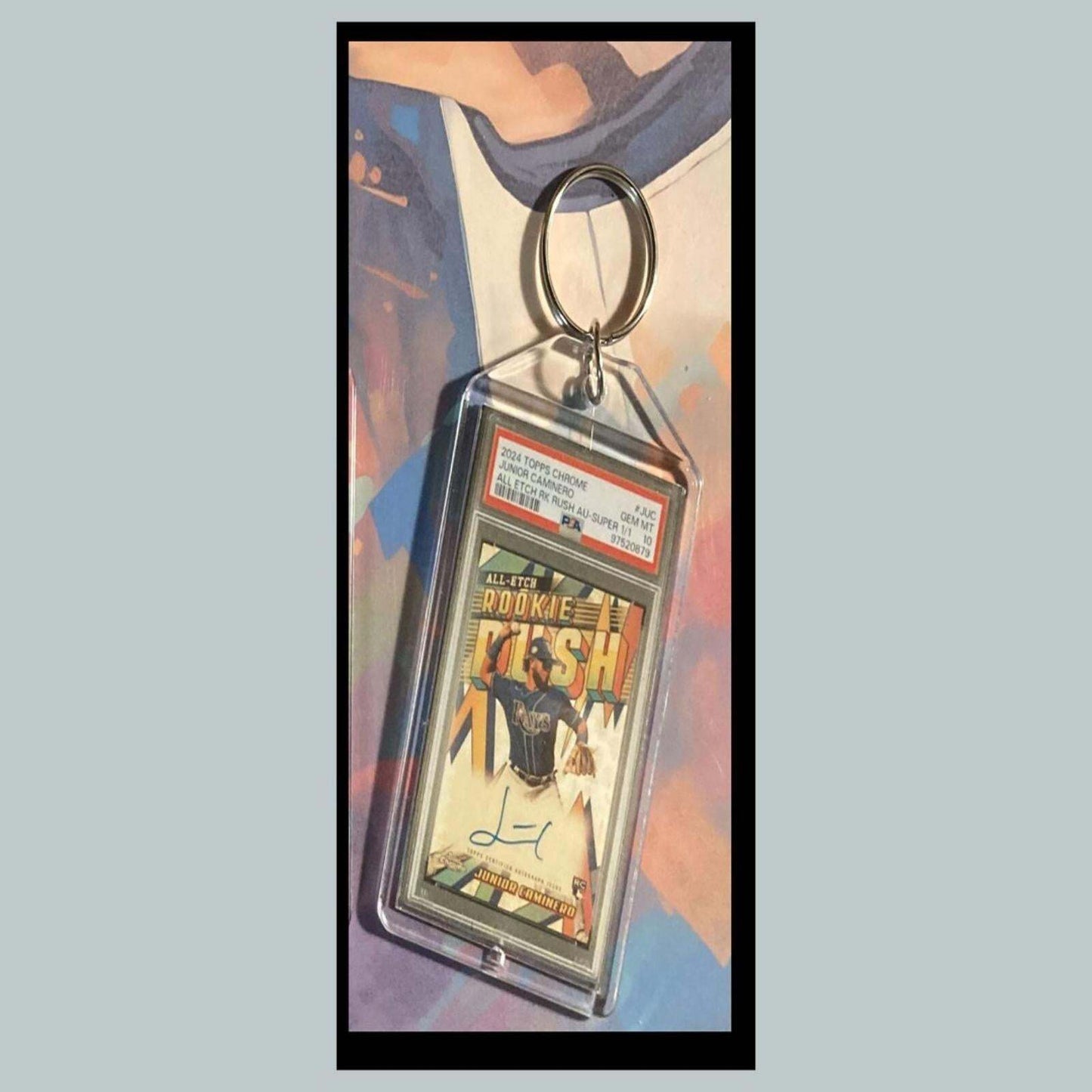 3430 Junior Caminero 2024 Chrome All-Etch Rookie Rush SuperFracror Auto Keychain BBL KYC