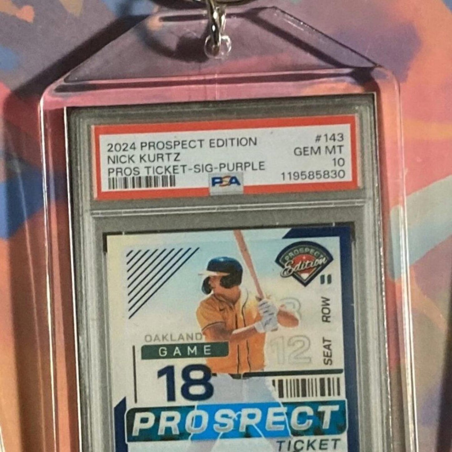 0287	Nick Kurtz 2024 Panini Prospect Edition Ticket Auto Custom Made Keychain