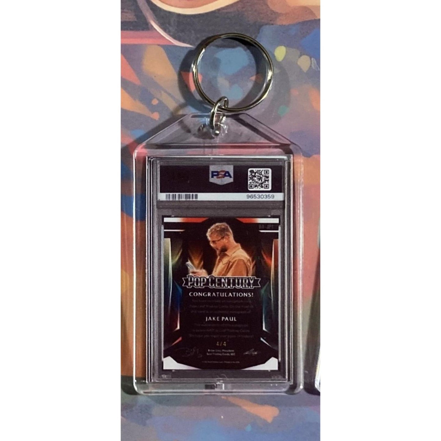 0143 Jake Paul 2023 Leaf Metal Pop Century Red Crystals Auto Novelty Keychain