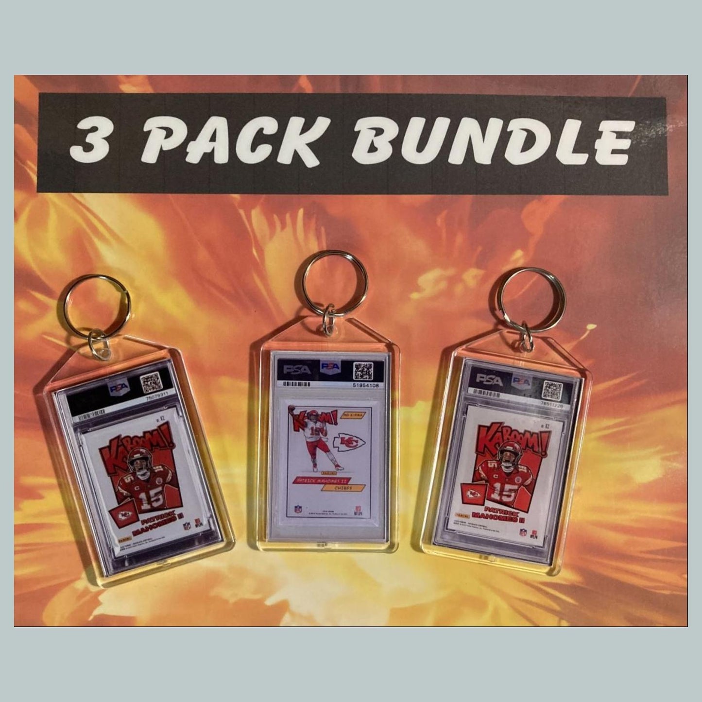 3621B Patrick Mahomes 3 Pack Bundle-Custom Hand Made Keychains FBL
