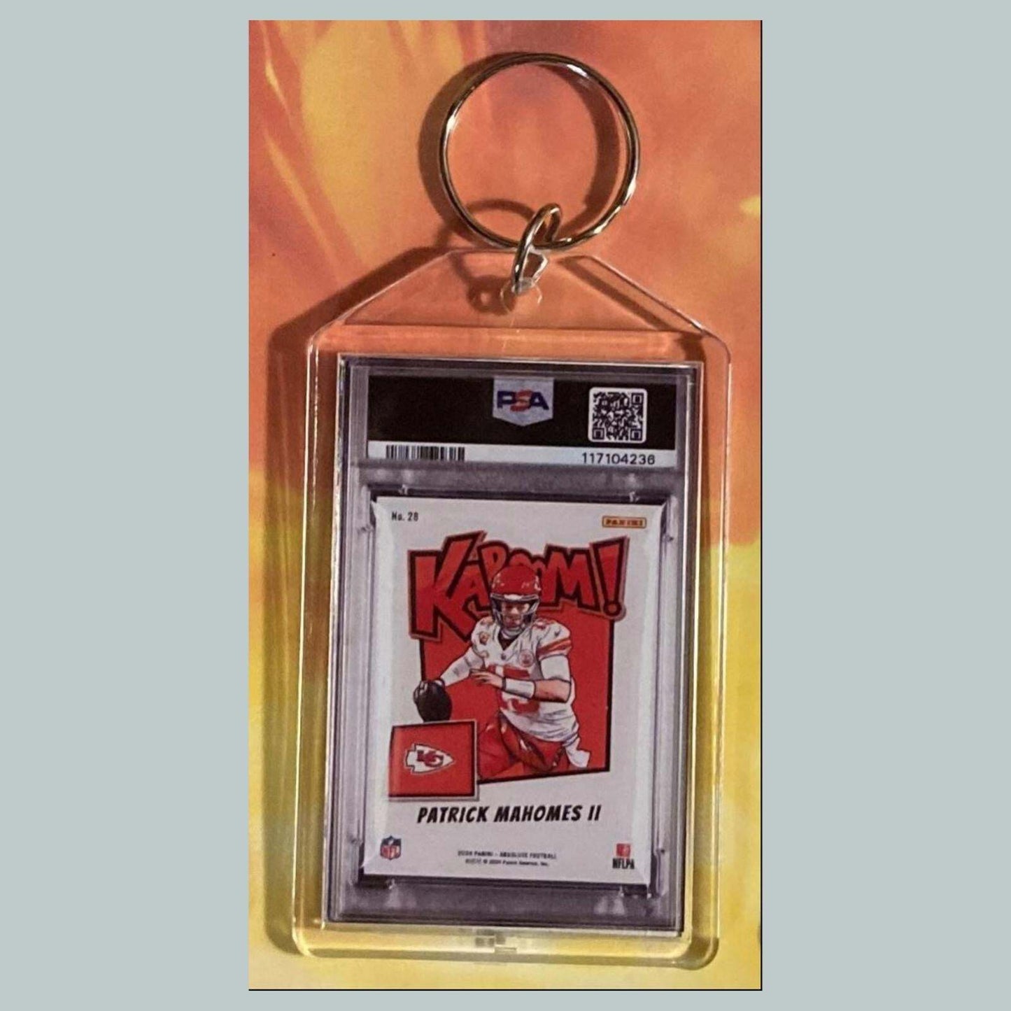 3617 Patrick Mahomes 2024 Panini Absolute Gold Kaboom Custom Keychain FBL