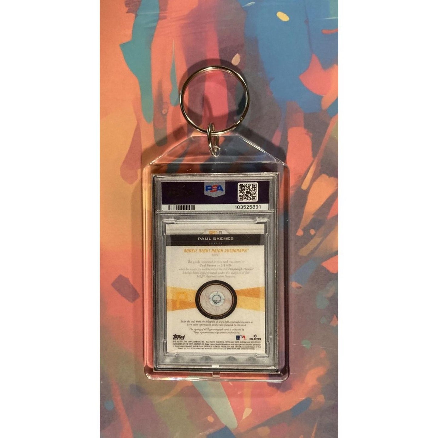0112 Paul Skenes 2024 Topps Chrome Debut Patch Auto Novelty Keychain - Gift