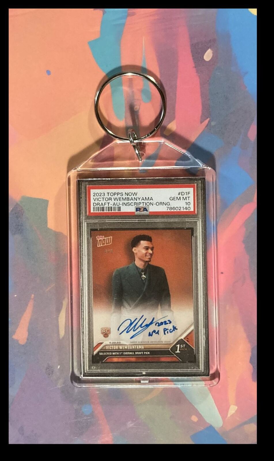 3165 Victor Wembanyama 2023 Topps Now Draft Auto Custom Keychain BKL KYC