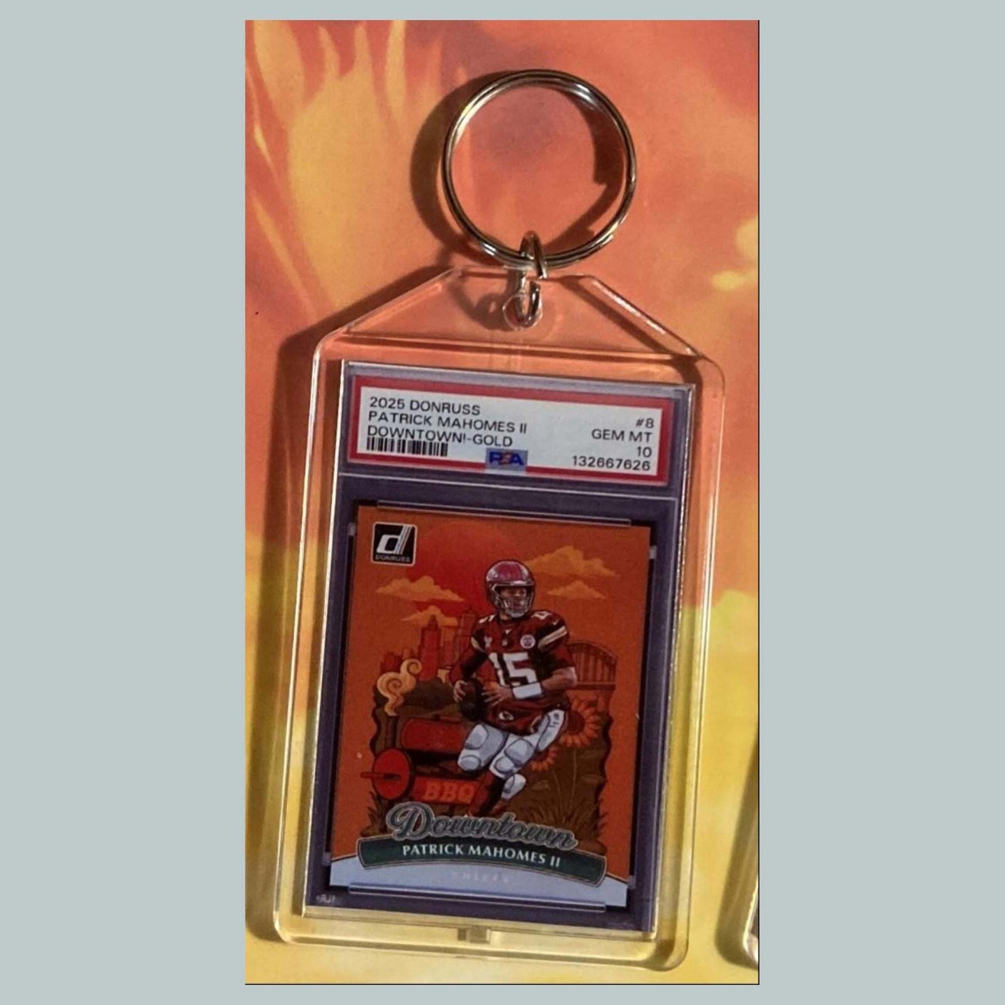 3606 Patrick Mahomes 2025 Panini Donruss Gold Downtown Custom Keychain FBL