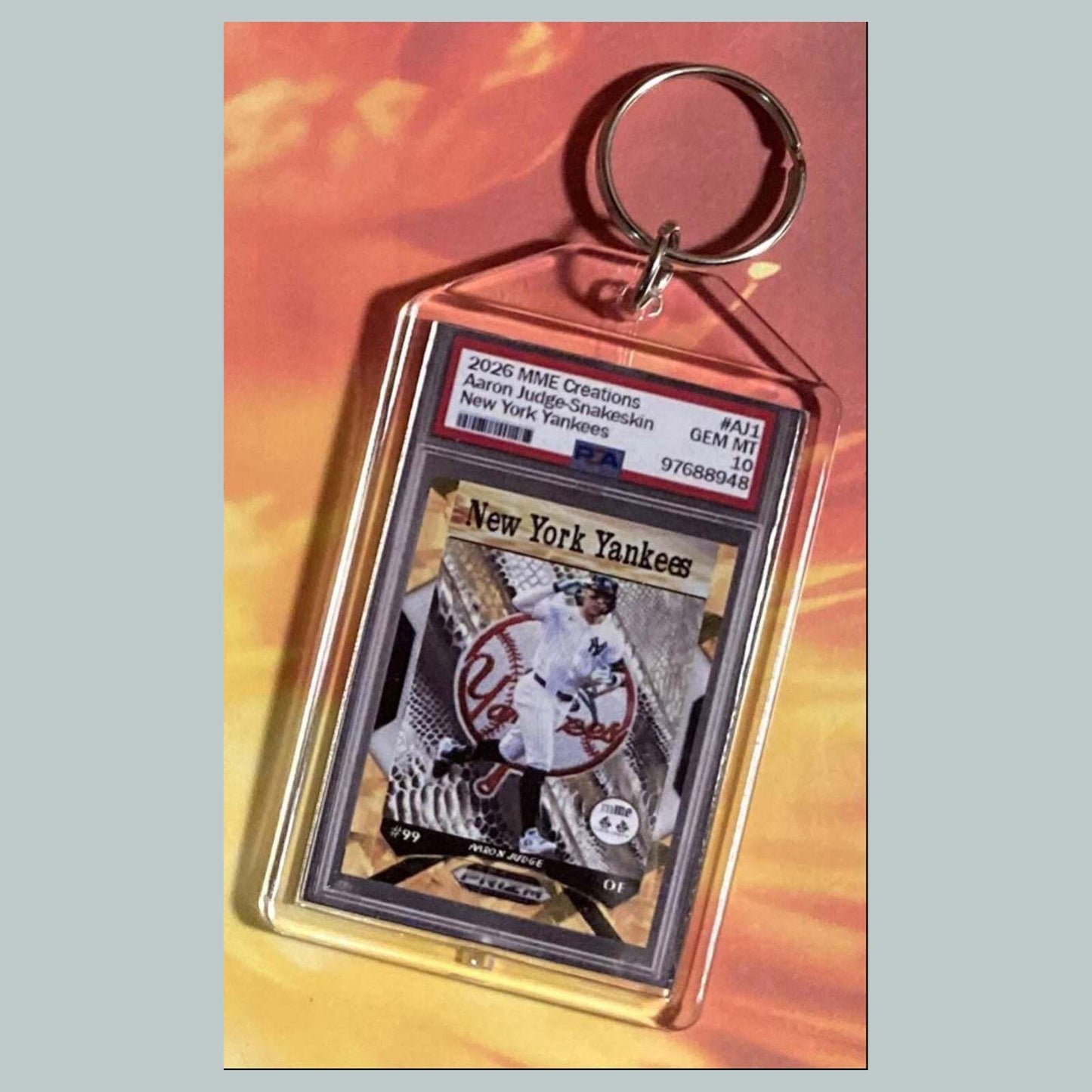 3748 Aaron Judge Gold Ice Snakeskin Mockup Custom Hand Made Novelty Keychain BBL KYC