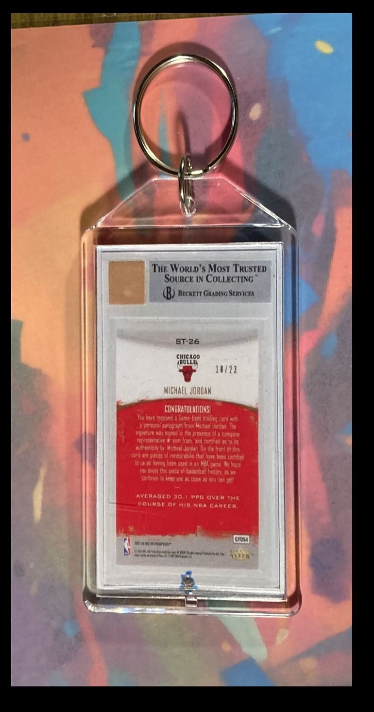 2999 Michael Jordan 2007 Fleer Stat Tracker Patch Auto Keychain BKL KYC