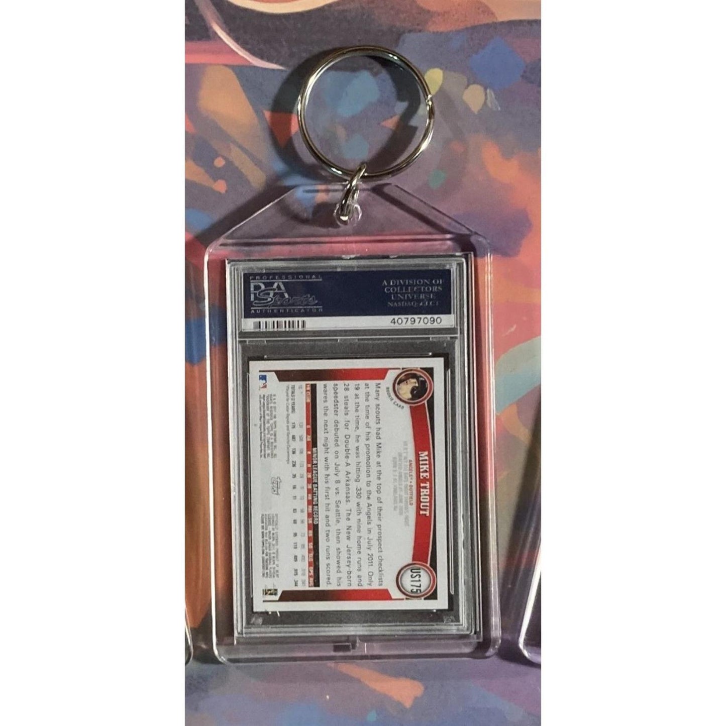 0215 Mike Trout 2011 Topps Update Diamond Anniversary Rookie Novelty Keychain