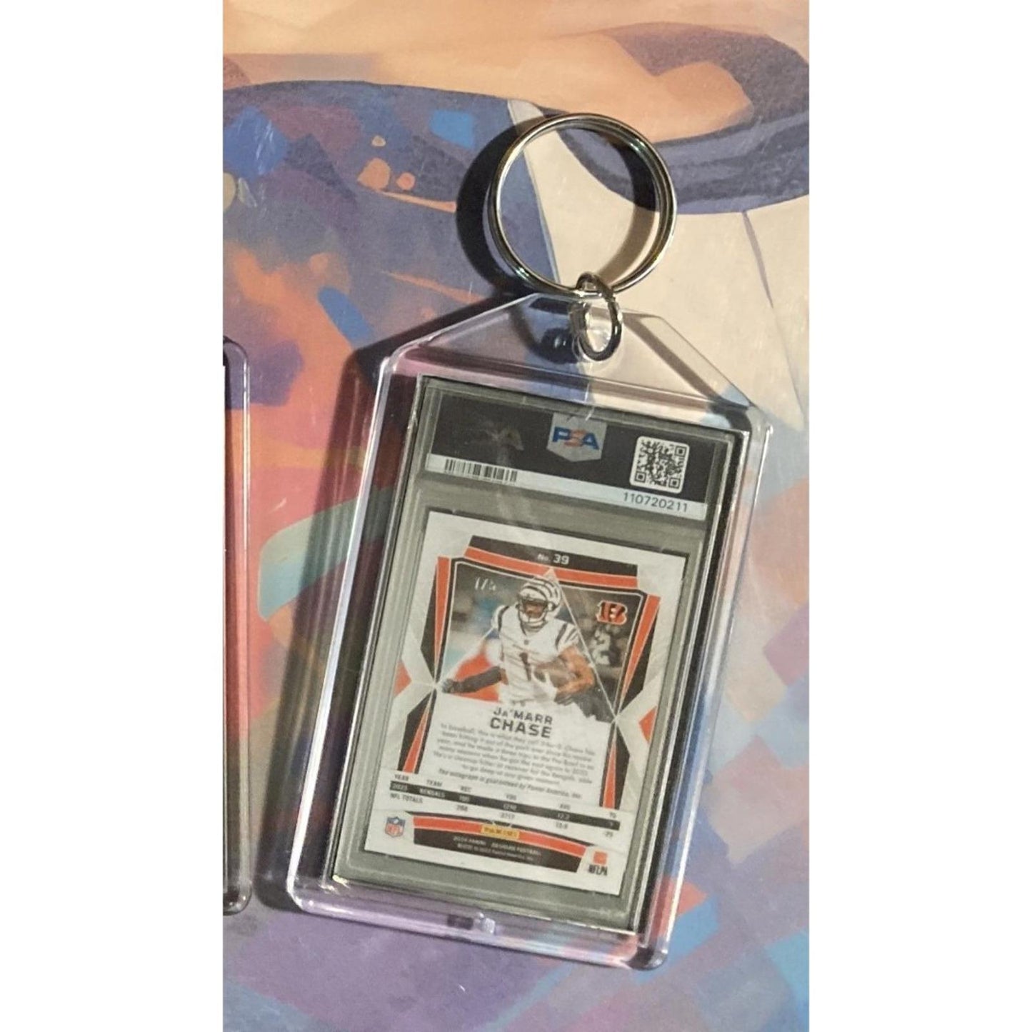 0313	Ja'Marr Chase 2024 Panini Obsidian Green Auto Custom Made Novelty Keychain
