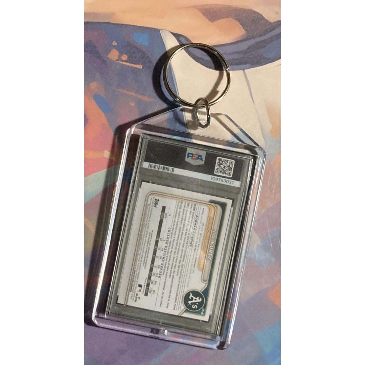 3203 Nick Kurtz 2024 Bowman Draft Chrome Green Auto Custom Made Novelty Keychain BBL KYC