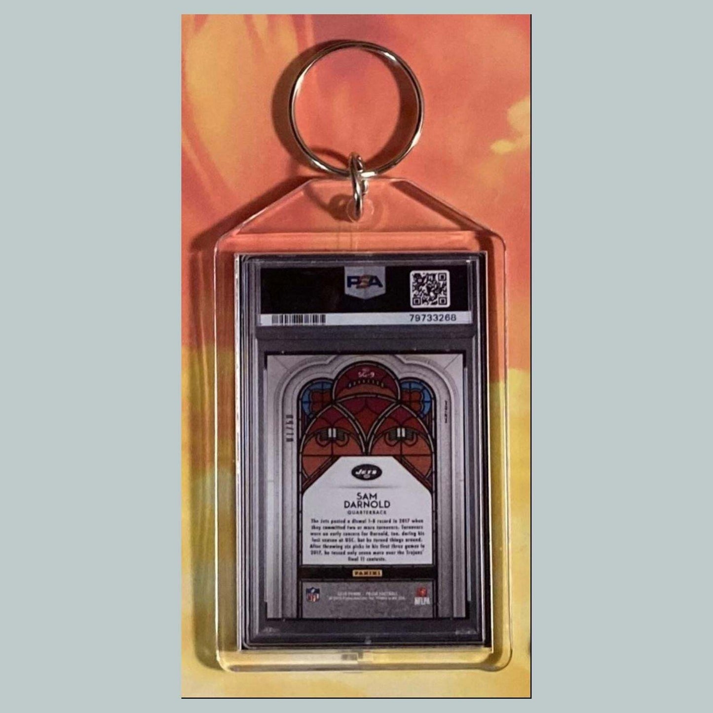 3777 Sam Darnold 2018 Panini Prizm Stained Glass Gold Custom Hand Made Keychain FBL