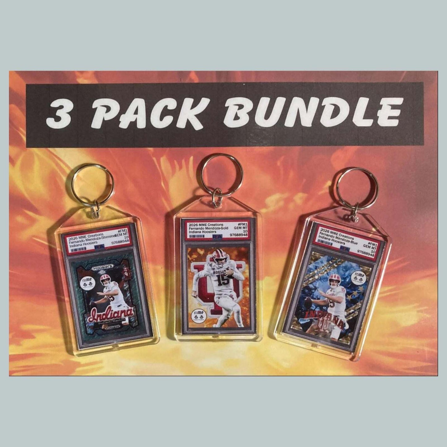 3755B Fernando Mendoza 3 Pack Bundle Custom Hand Made Keychains FBL