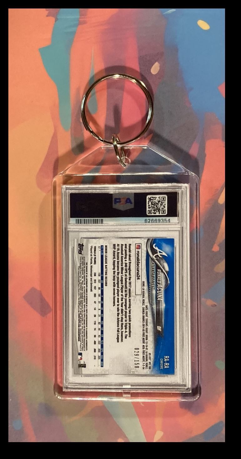 3062 Ronald Acuna 2018 Topps Chrome Refractor Auto Custom Keychain BBL KYC