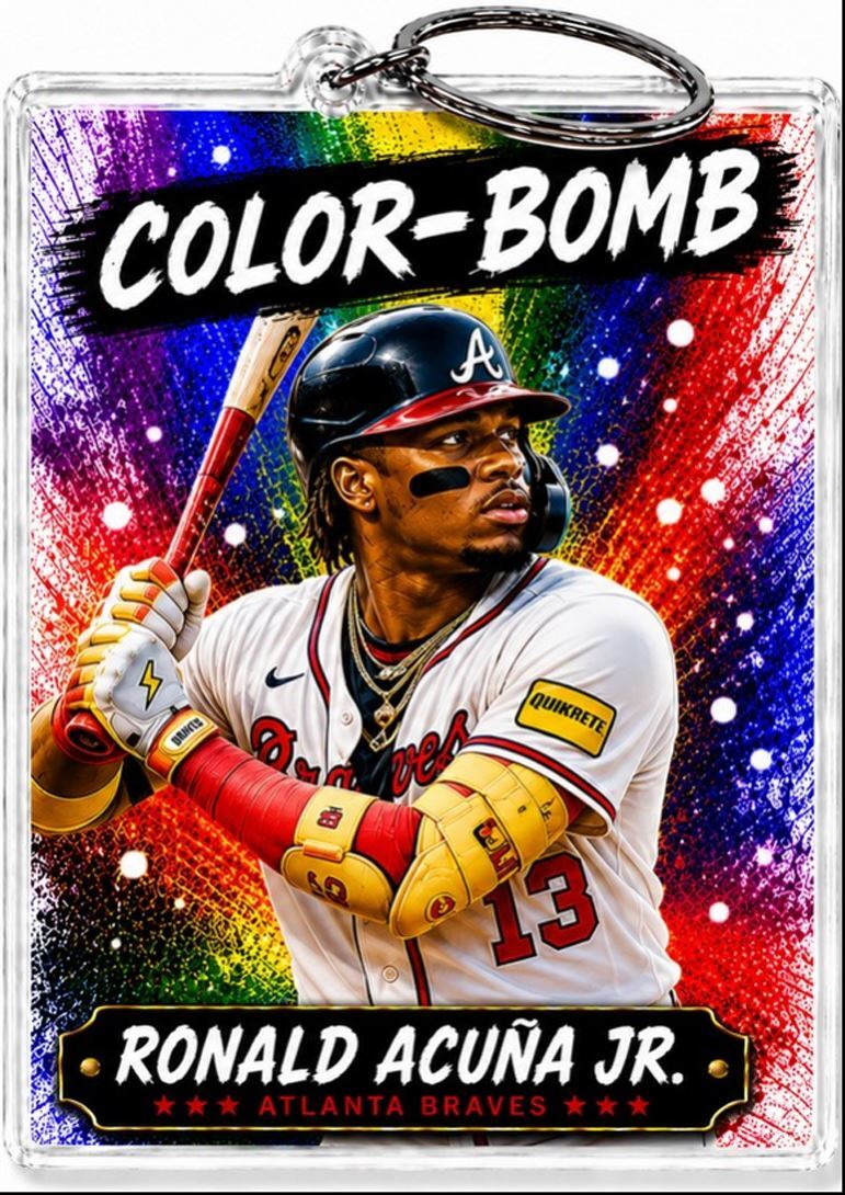 3887 Ronald Acuna Jr Keychain | Color-Bomb | Custom  Photo Keychain No Nameplate BBL KYC