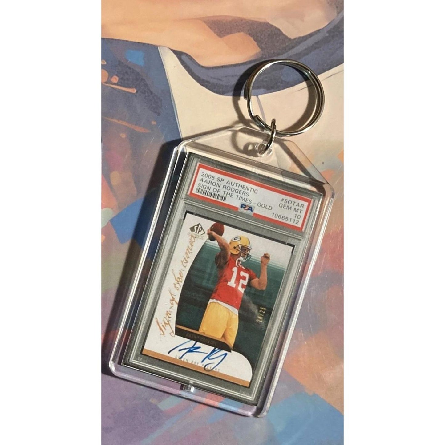 0297 Aaron Rodgers SP Authentic Sign Of The Times Gold Auto Novelty Keychain