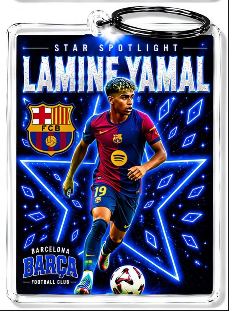 3992 Lamine Yamal Keychain Blue Spotlight Premium Keychain No Nameplate MSC KYC