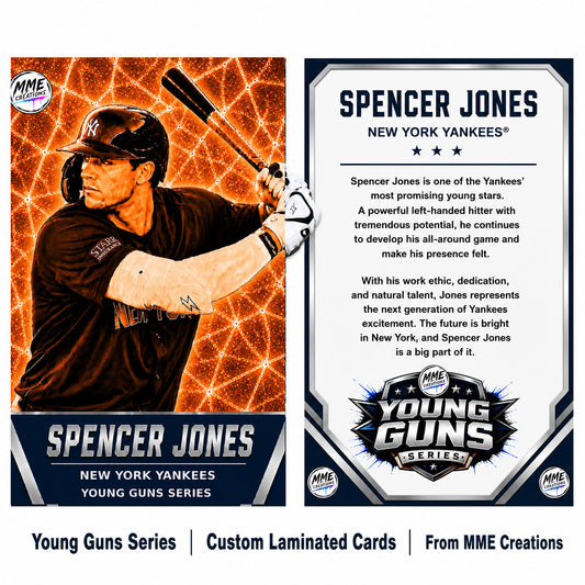 4232 Spencer Jones | Young Guns | Laminated Custom Baseball Card | Orange Ice2