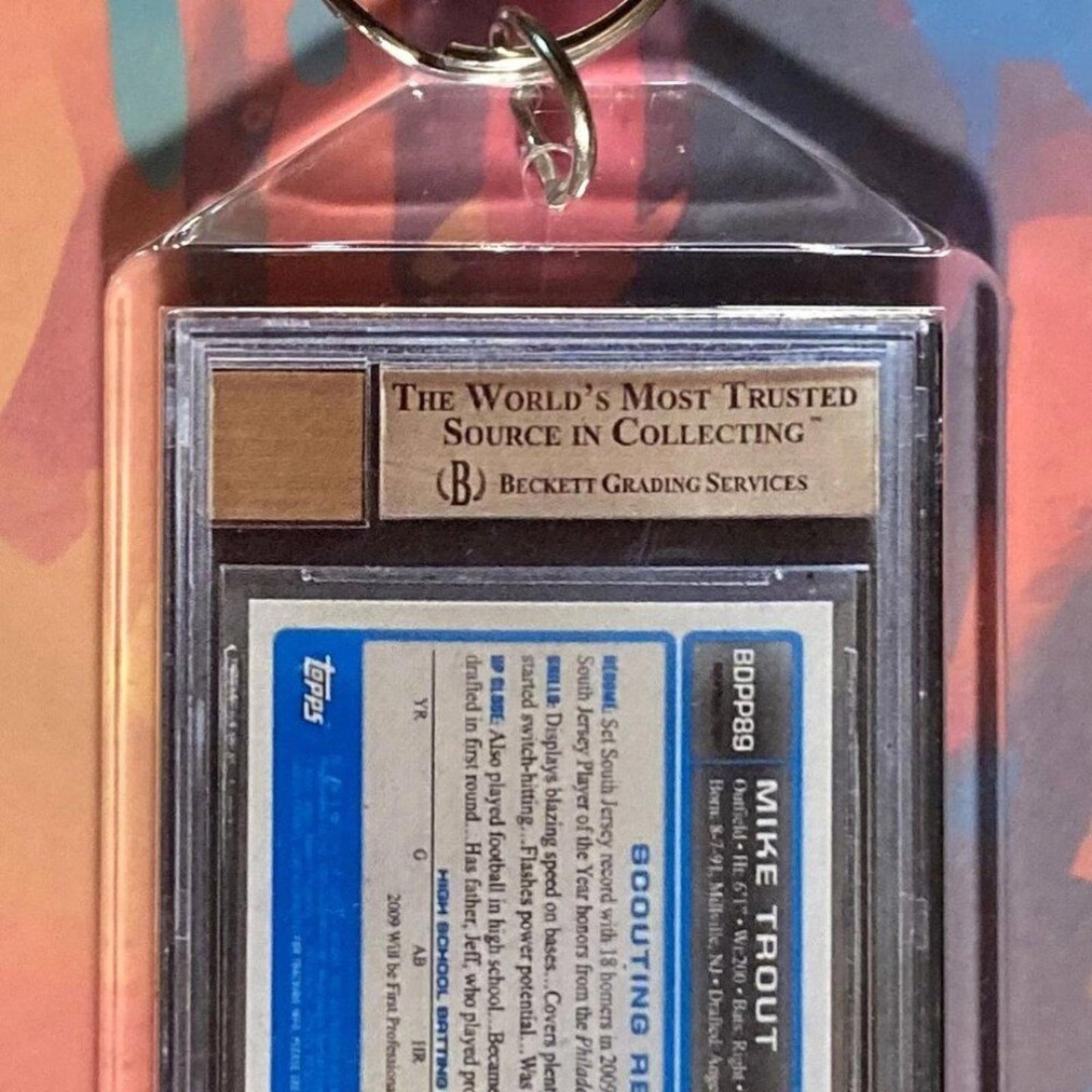 0027 Mike Trout 2009 Bowman Chrome Draft Rookie Auto Custom Novelty Keychain