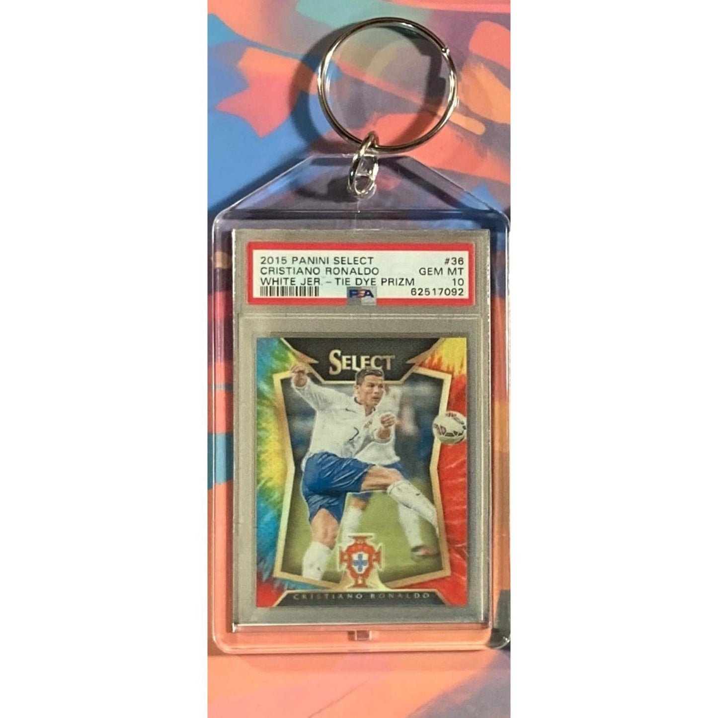 0137 Cristiano Ronaldo 2015 Panini Select Jersey Tie-Dye Prizm Novelty Keychain