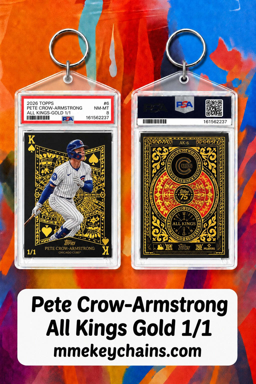 9999 Pete Crow-Armstrong 2026 All Kings Gold 1/1 Custom Acrylic Photo Keychain