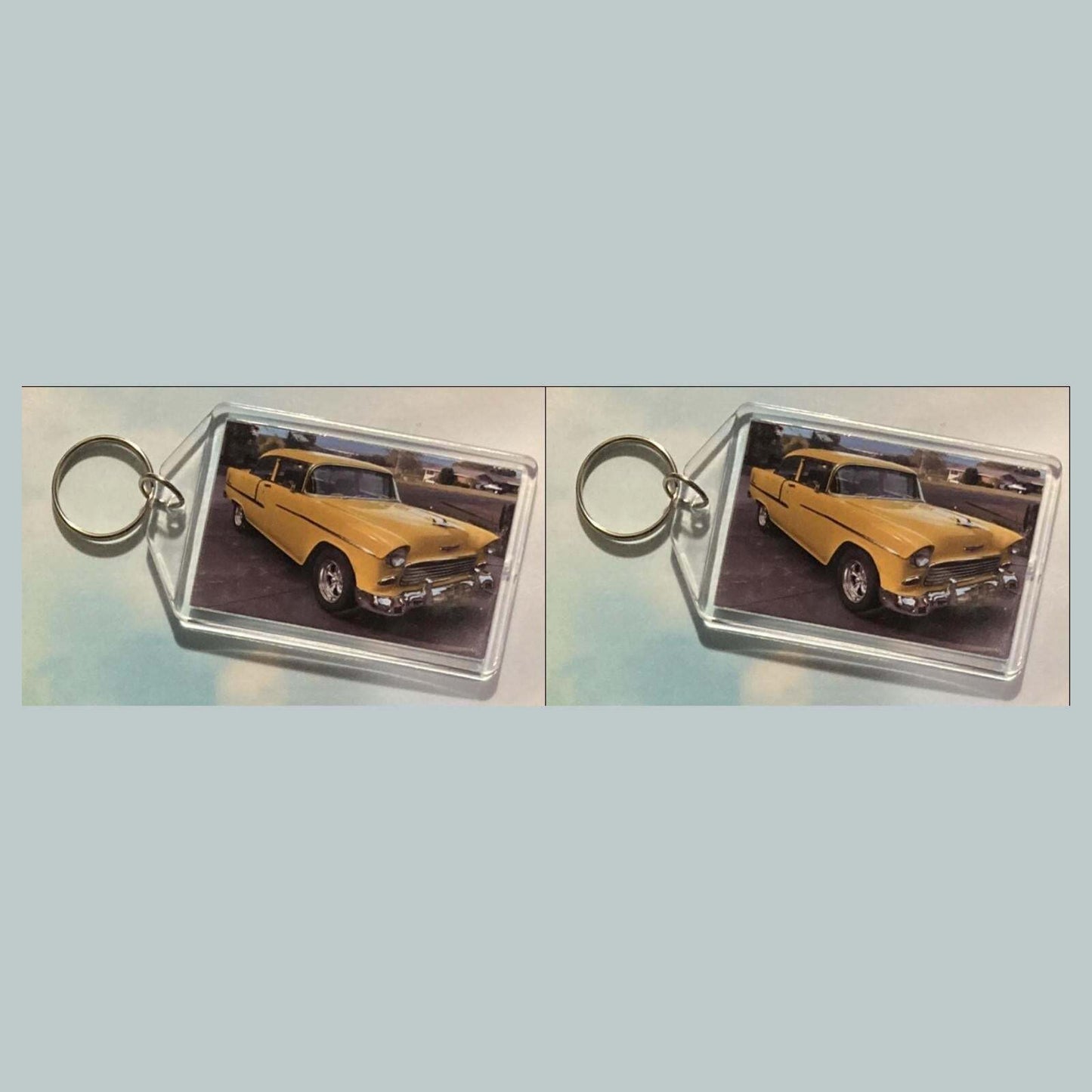 3538 1955 Chevrolet Yellow Bel Air Keychain | Vintage Automobile Keychain MSC KYC