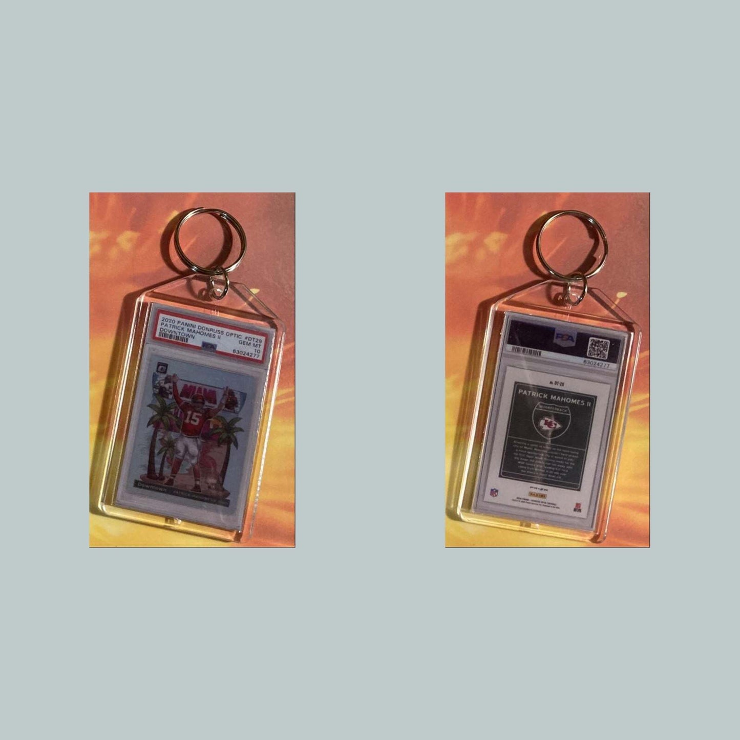 3602 Patrick Mahomes 2020 Panini Donruss Optic Downtown Custom Keychain FBL