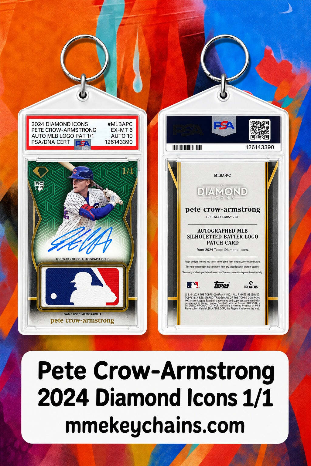 9999 Pete Crow-Armstrong 2024 Diamond Icons Logo Patch Auto 1/1 Custom Keychain
