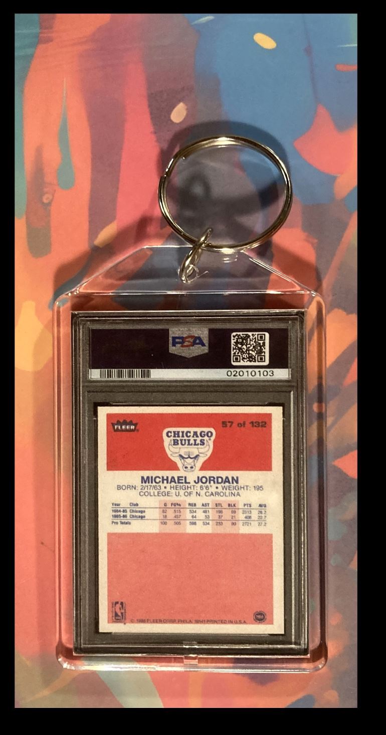 02  Michael Jordan 1996 Fleer Rookie  Custom Made Keychain-Great Gift BKL