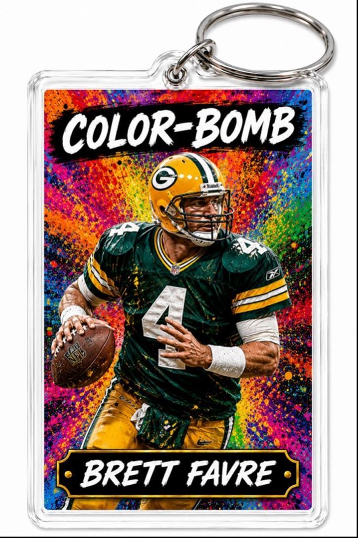 3877 Brett Favre Keychain | Color-Bomb | Custom Photo Keychain No Nameplate FBL