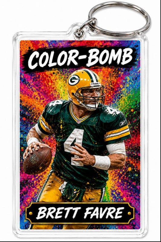 3877 Brett Favre Keychain | Color-Bomb | Custom Photo Keychain No Nameplate FBL