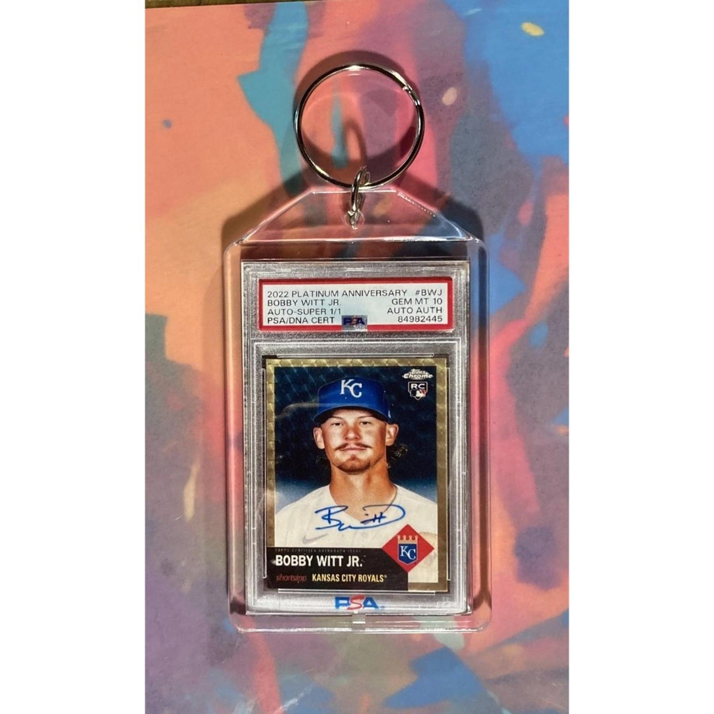 0043 Bobby Witt Jr 2022 Topps Platinum Anniversary SuperFractor Auto Keychain