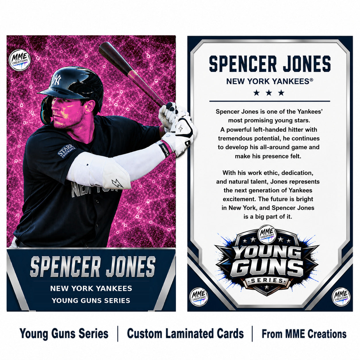 4236 Spencer Jones | Young Guns | Laminated Custom Baseball Card | Pink Ice
