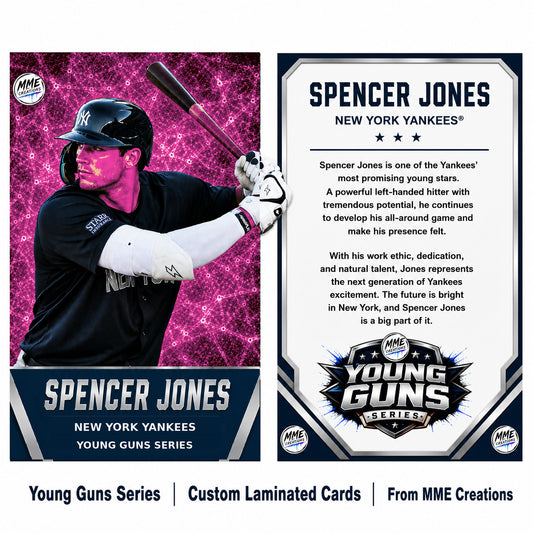 4236 Spencer Jones | Young Guns | Laminated Custom Baseball Card | Pink Ice